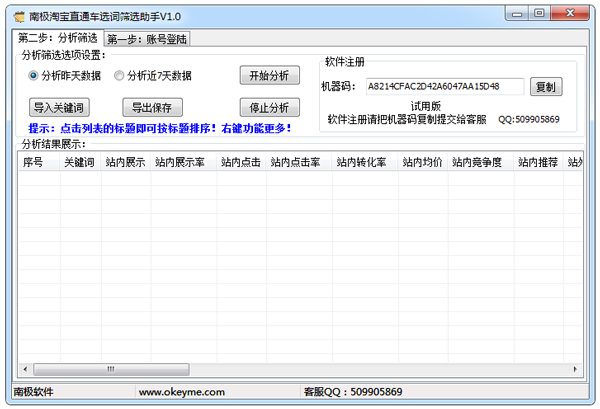 南极淘宝直通车选词筛选助手 V1.0 绿色版